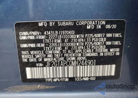 2021 Subaru Crosstrek Premium из США, поврежденный, VIN JF2GTAPC0MH244901